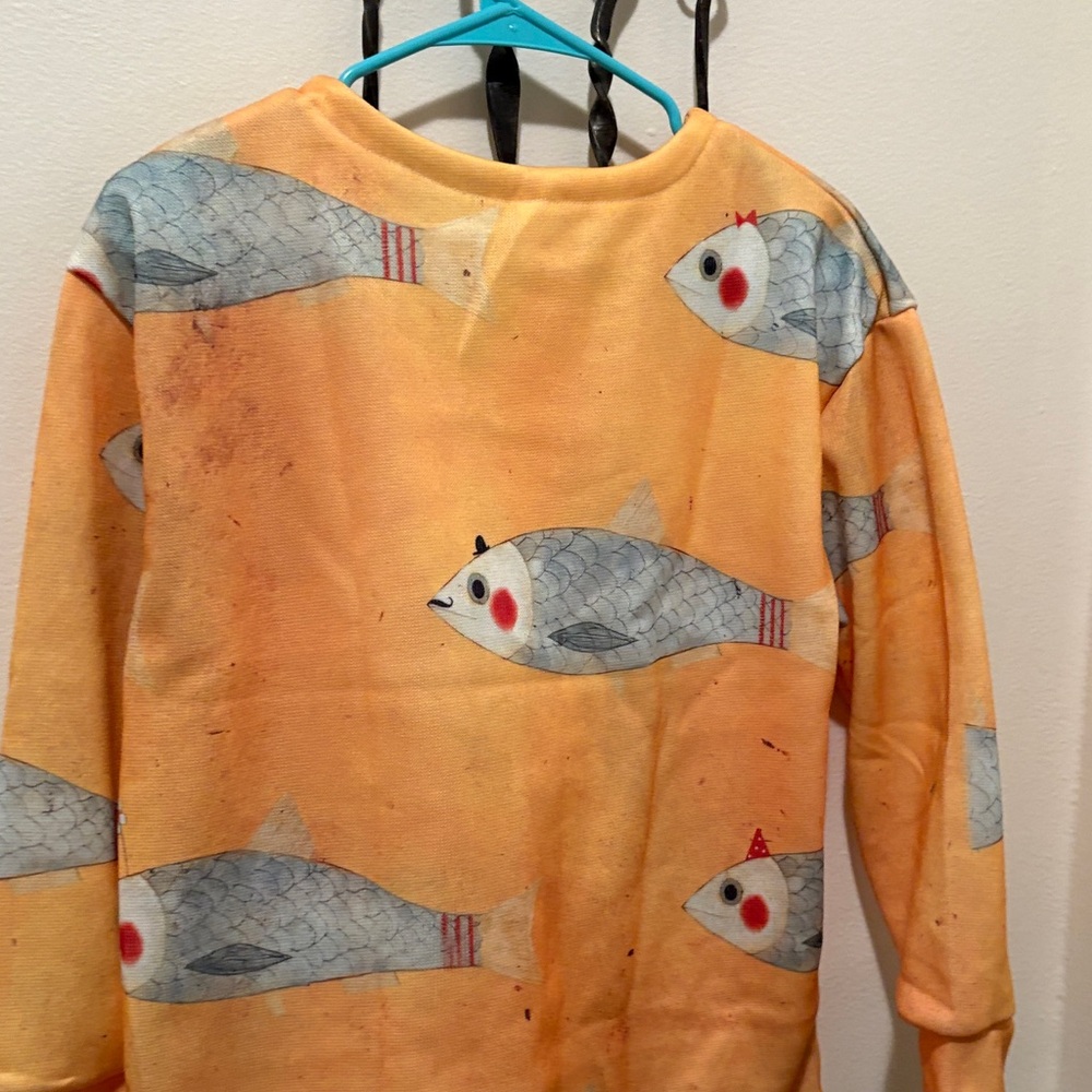 Fish Patterned Orange Cardigan - Picture 2 of 3